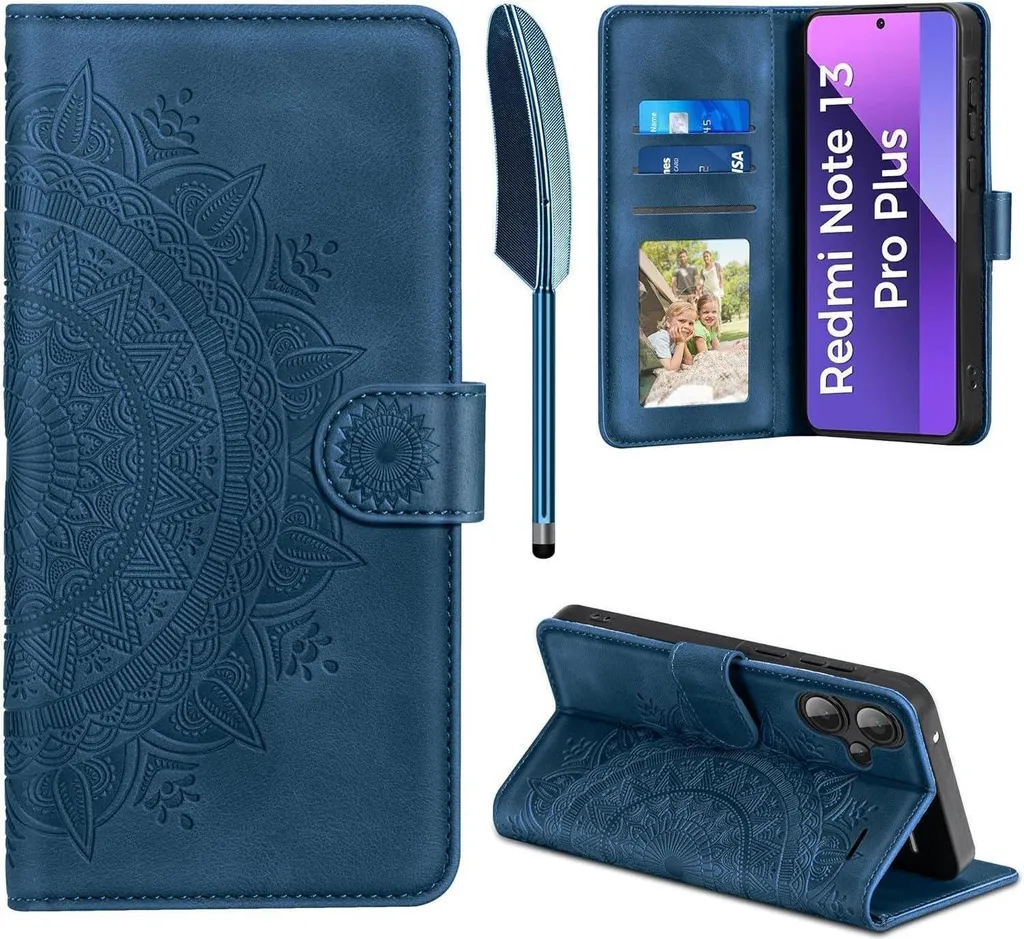 Housse Xiaomi Redmi Note 13 Pro Plus 5G - Étui Flip Wallet Bleu Foncé