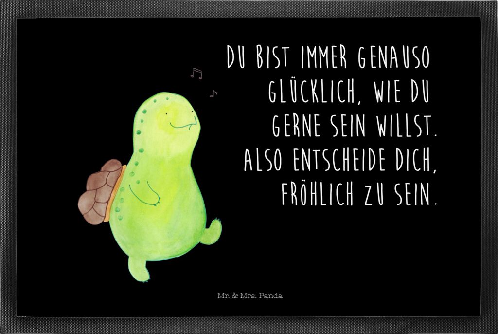 Mr. & Mrs. Panda Schmutzmatte Schildkröte Pfeifen 40 x 60 cm - Schwarz - Geschenk, Schildkröten, Fröhlich, Depression, fußmatte, Fussmatte, Sch...