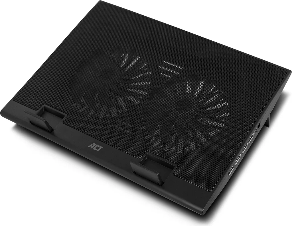 Supporto di raffreddamento per laptop ACT, fino a 17", regolabile in altezza (2 posizioni), hub a 4 porte AC8105