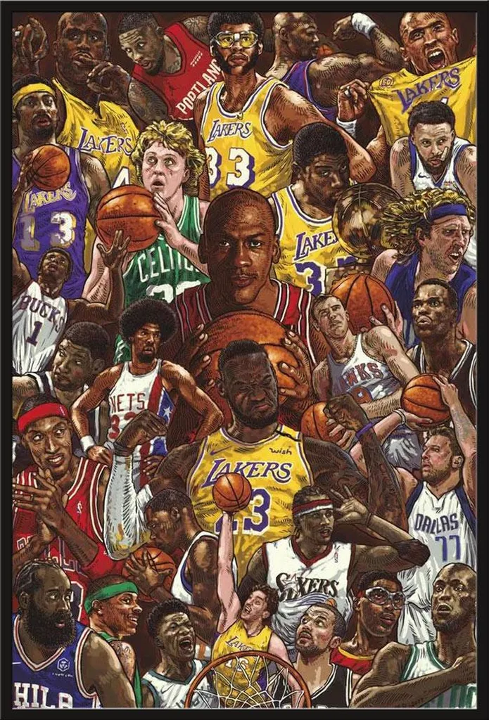 Poster Basketball Superstars avec cadre Shinsuke Maxi noir 61x91,5 cm