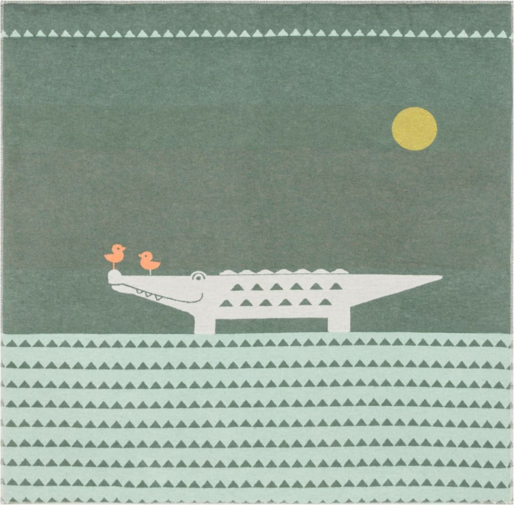 Krabbeldecke gefüttert Krokodil Farbe Tannengrün 120x120cm Produktbild 