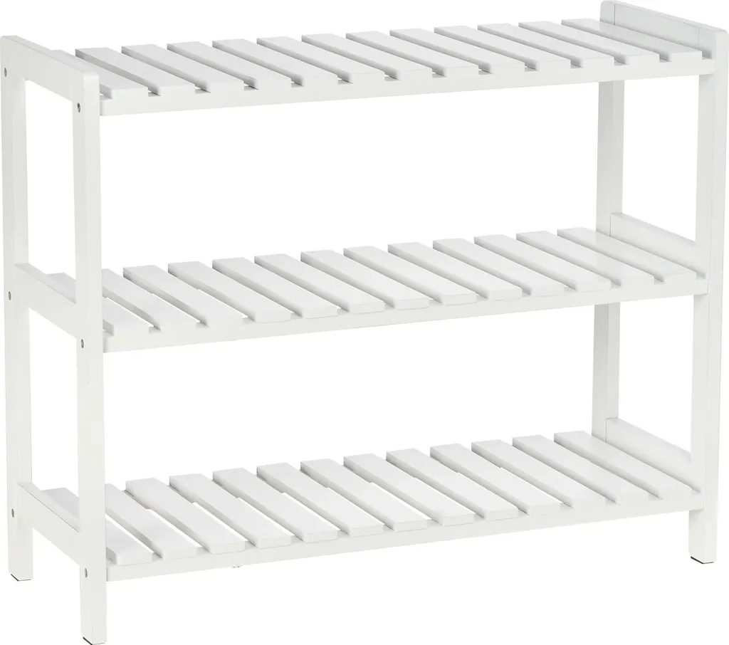 Meuble de rangement à chaussures blanc 3 étages en bois massif et MDF