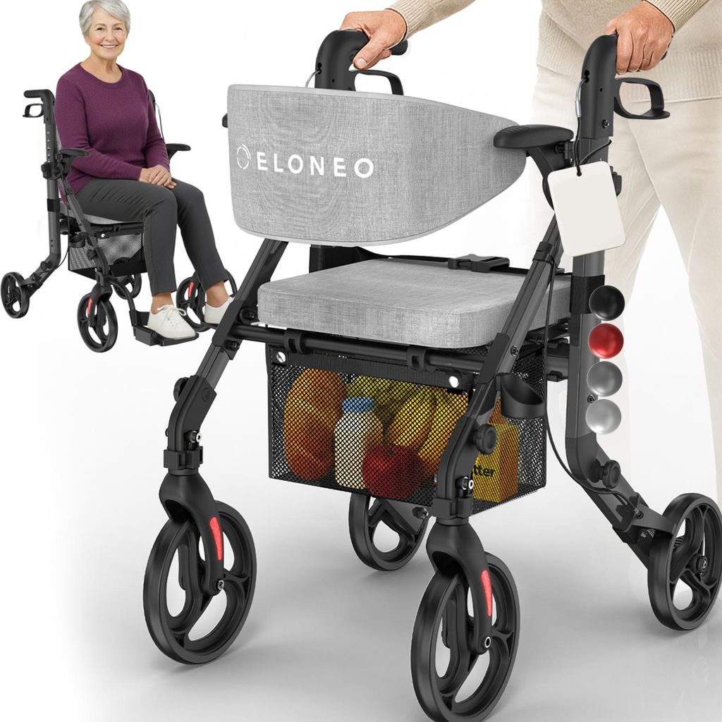 ELONEO 2-in-1 rolstoel/rolator, opvouwbaar en lichtgewicht Productafbeelding 