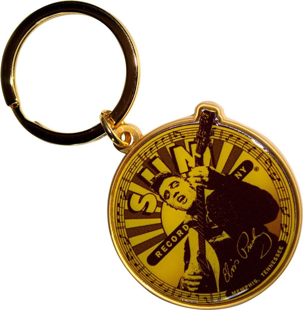 Sun Records - "Elvis" Schlüsselanhänger, Label RO14313 (Einheitsgröße) (Schwarz/Braun/Gelb)