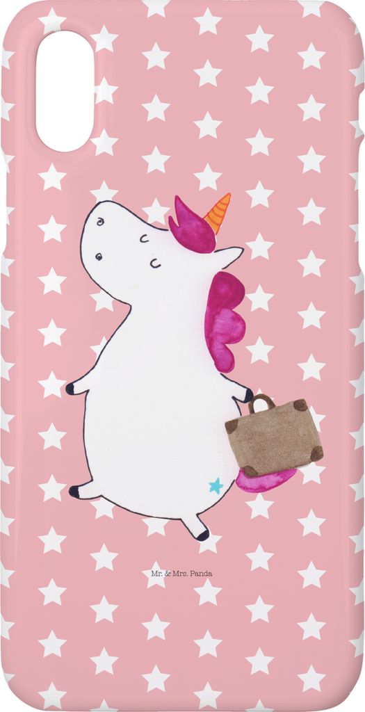 Mr. & Mrs. Panda Iphone 10 Handyhülle Einhorn Koffer - Rot Pastell - Geschenk, X, Handy, Einhörner, Spaß, Hülle, Cover, Erwachsen, Albern, Unicorn