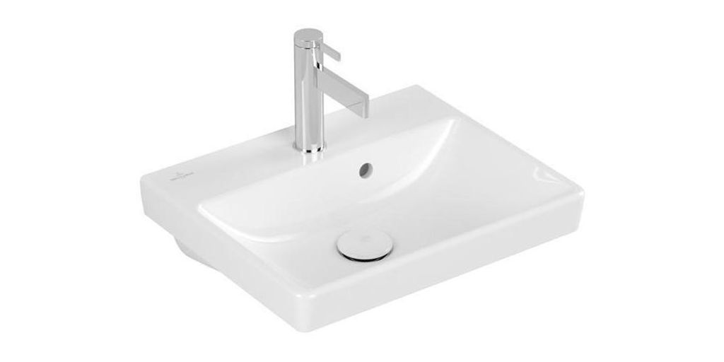 Handwaschbecken Avento 450 x 370 mm, mit berlauf wei Alpin CeramicPlus wei