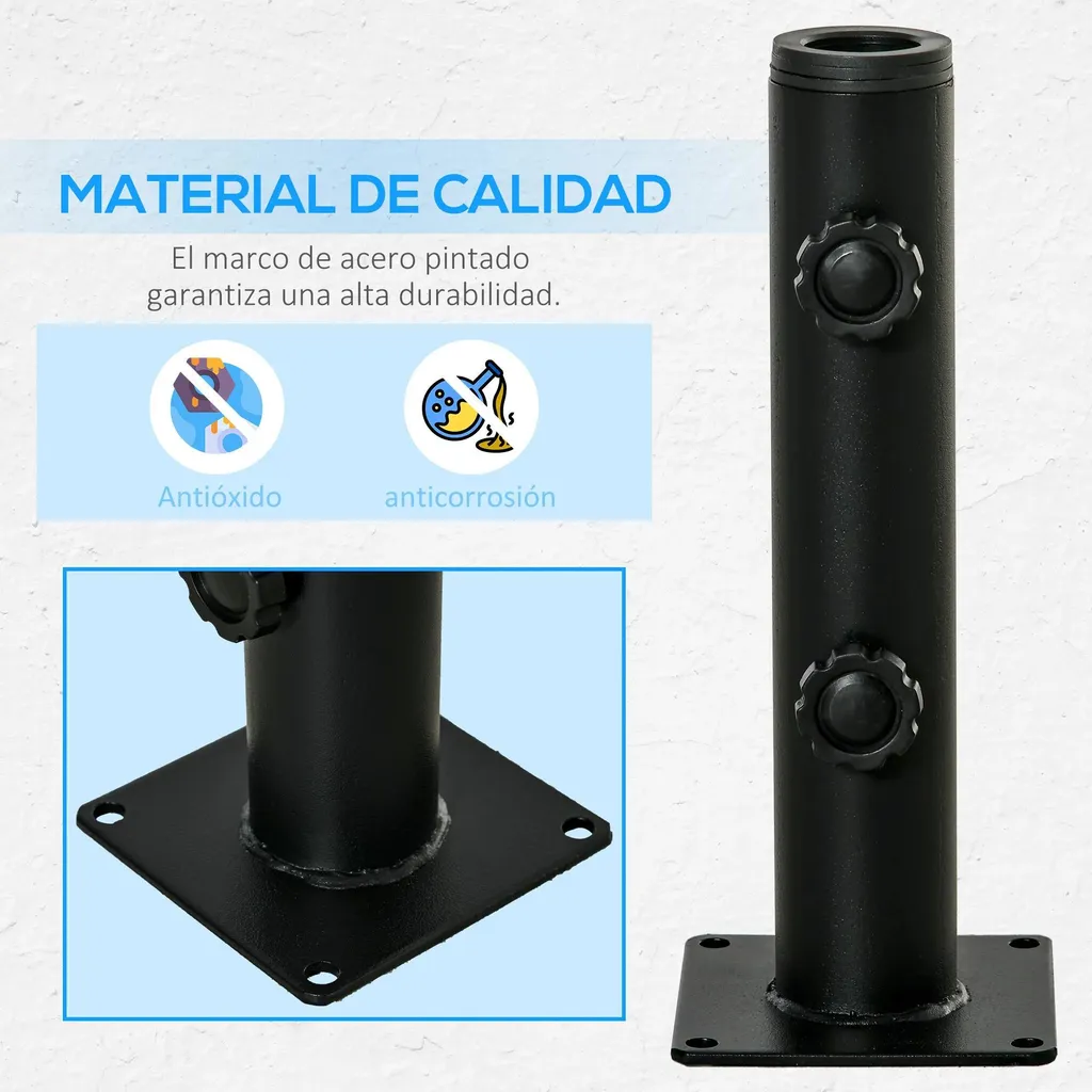 Support de parasol fixe pour terrasse bétonnée - Ajustable 48 mm
