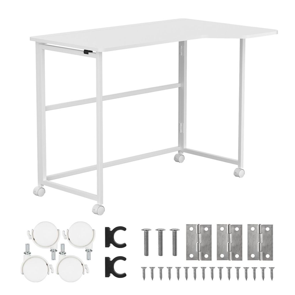 Opklapbaar bureau "Maclean", wit, mobiel, 100 x 65 cm, Productafbeelding 