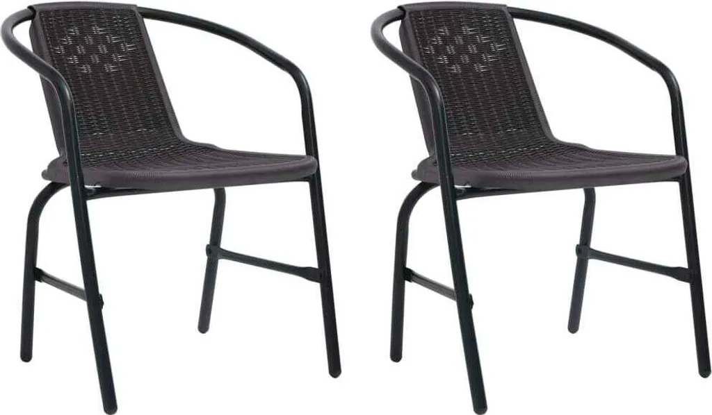Sedie da giardino 2 pz. Plastica aspetto rattan e acciaio 110 kg