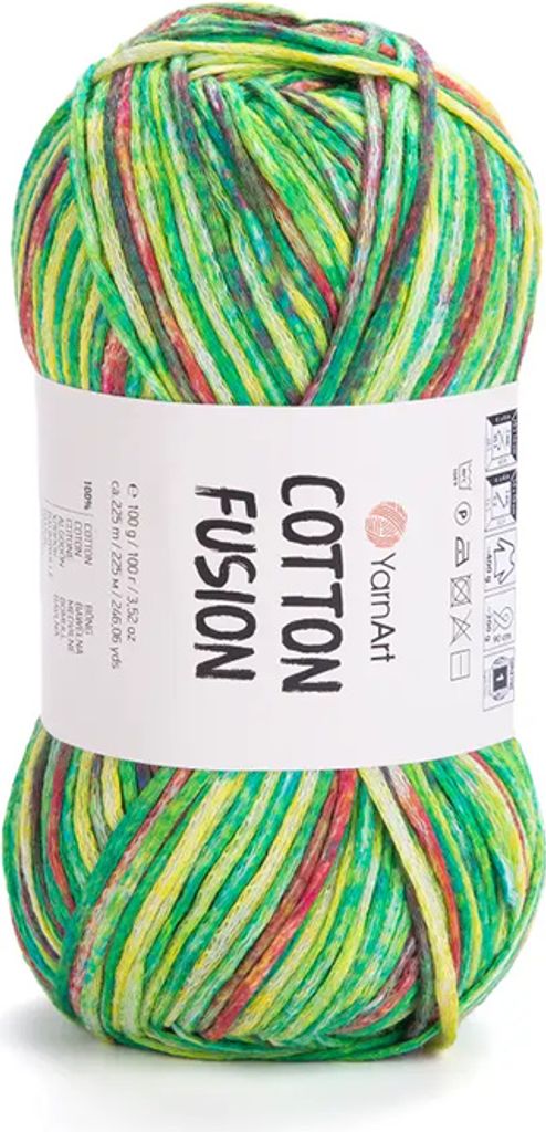 YarnArt Baumwolle Fusion Włóczka, 100% Baumwolle, 225m/100g, Mix Jungle, Sommer Neuheit