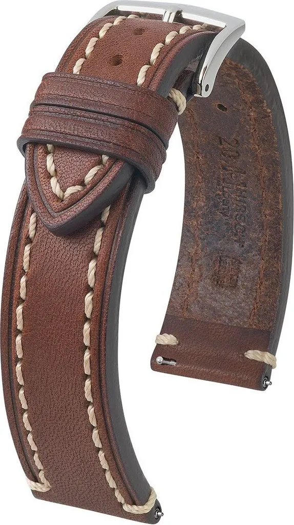 Bracelet montre 18mm Hirsch Liberty L en cuir véritable marron foncé