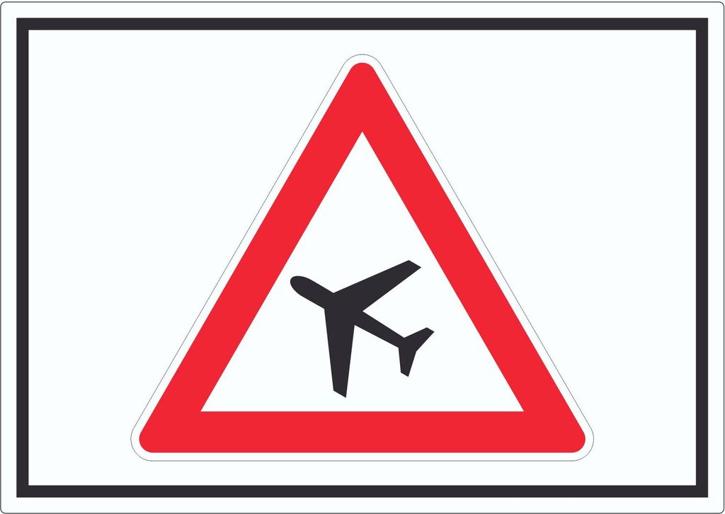 Aufkleber Achtung Flugbetrieb Symbol A3 (297x420mm)