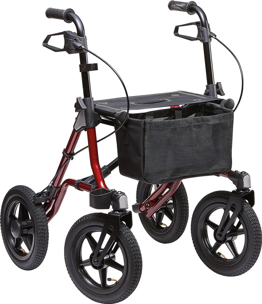 Rollator TAiMA XC m.Netz u.,Stockhalter,rot met.,SH60, Produktbild 