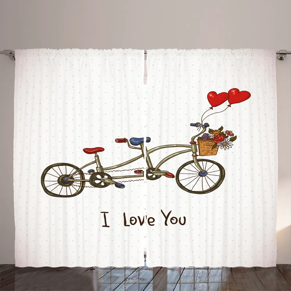 ABAKUHAUS Bike Party Rideau Rustique Tandem Romantique Ivoire 280x225 cm