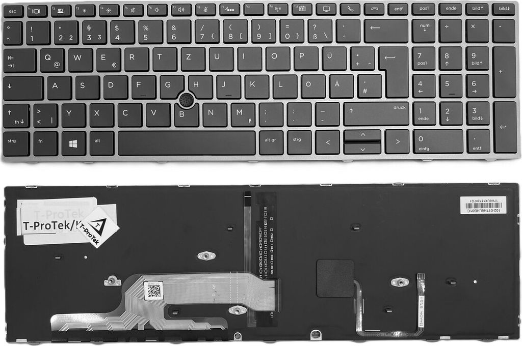 DEUTSCHE - Tastatur Schwarz , Grau Rahmen mit Trackpoint kompatibel für HP ZBook 17 G5