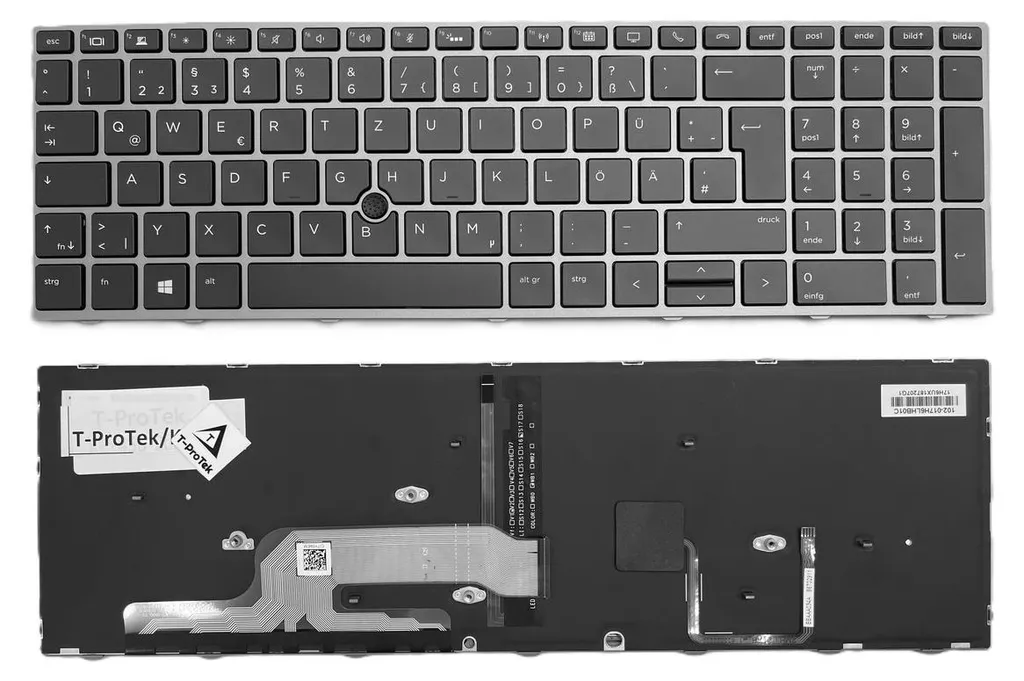 Clavier HP ZBook 15u G5 avec Trackpoint - Design élégant cadre gris et noir