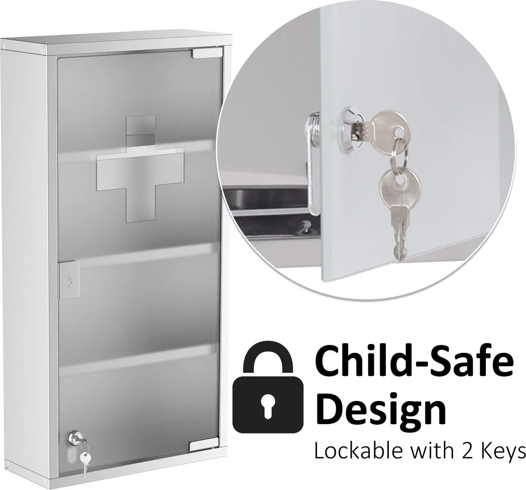 Armoire à médicaments murale inox avec serrure pour la maison
