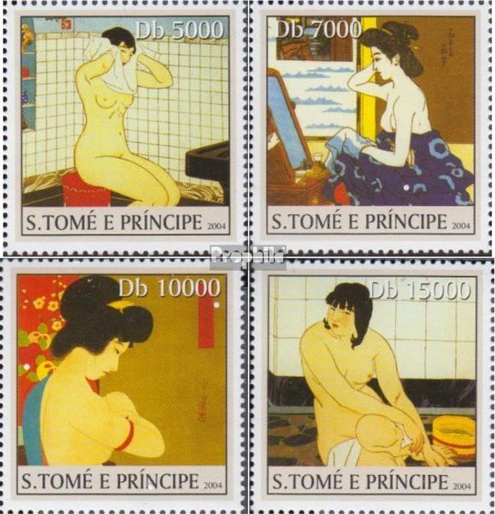 Briefmarken Sao Tome e Principe 2004 Mi 2679-2682 (kompl.Ausg.) postfrisch Erotische Gemälde