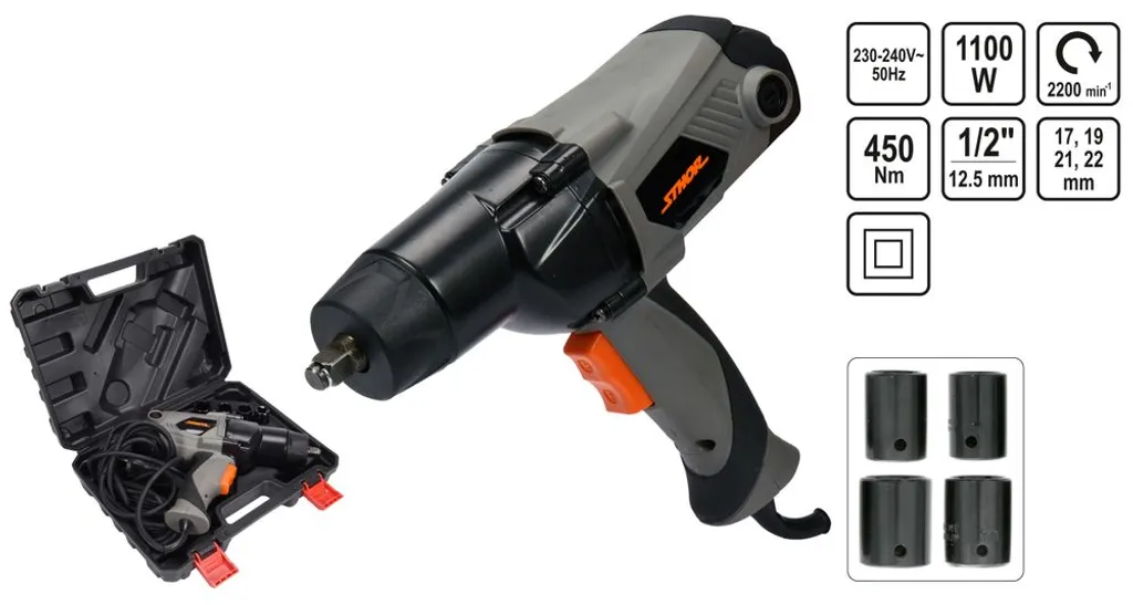 Boulonneuse à chocs robuste 450Nm avec moteur 1100W et prise carré 1/2" - 5