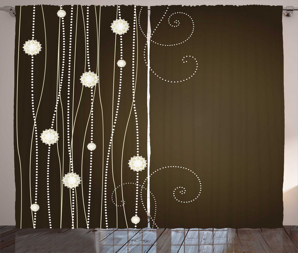 ABAKUHAUS Schokolade Rustikaler Vorhang, Gepunktete Linien Weinlese, Wohnzimmer Universalband Gardinen mit Schlaufen und Haken, 280 x 175 cm, Beige...