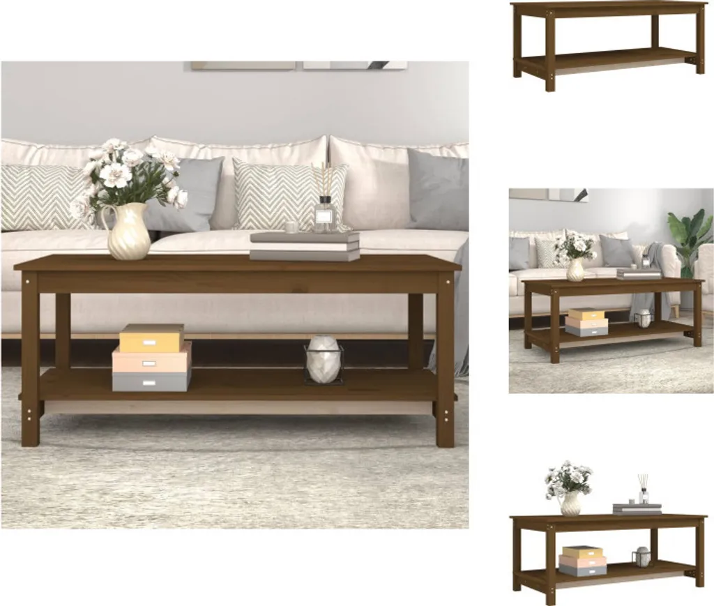 Tavolino Salotto in Legno 110x55 cm - Design Rustico Pino Miele vidaXL