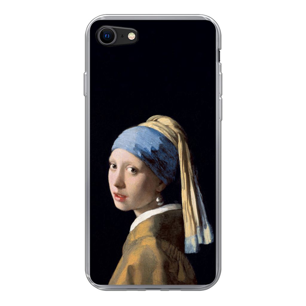 MuchoWow Handyhülle Schutzhülle Hülle für iPhone 8 Mädchen mit Perlenohrring - Vermeer - Kunst Silikon Softcase Handy Hülle - Schutzhaube