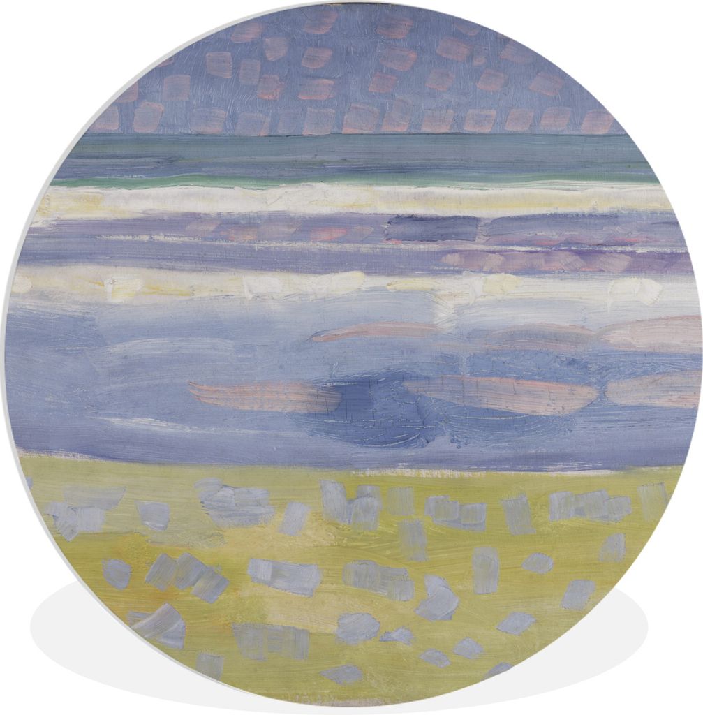 MuchoWow Rundes Wandbild - Runde Bilder Meer nach Sonnenuntergang - Piet Mondrian Ø 60 cm Kreis Wanddekoration Kunststoff - Wandkreis - Wandschm...