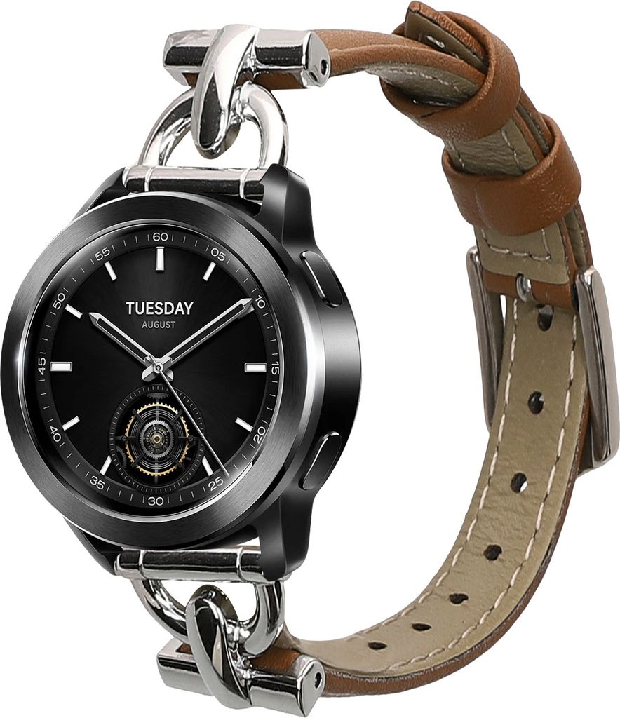 kwmobile Echtleder Uhrenarmband für Xiaomi Watch S1 Active / S1 Pro / S2 / S3 / Watch 2 Pro Armband - Ersatzarmband für Fitnesstracker -