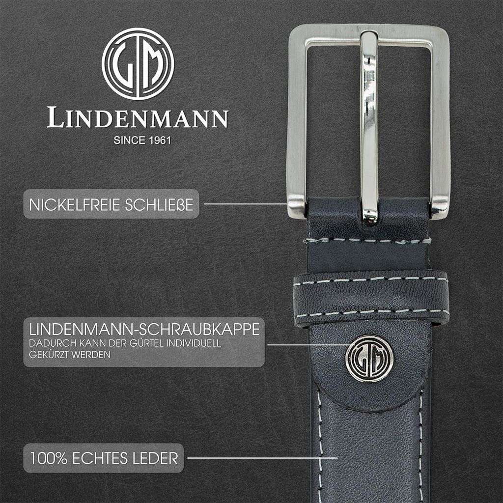 Gürtel Herren Ledergürtel Herren Gürtel Herren, Rindleder XL, in 3 Farben, mittelbraun / marine / grau, Größe / Size:Bundweite 105 cm Gesamtl...