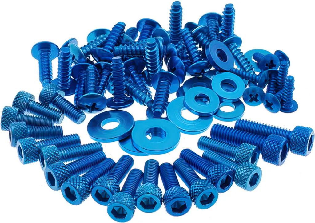 Kit vis carénage STR8 bleu anodisé pour scooter Aerox et Nitro
