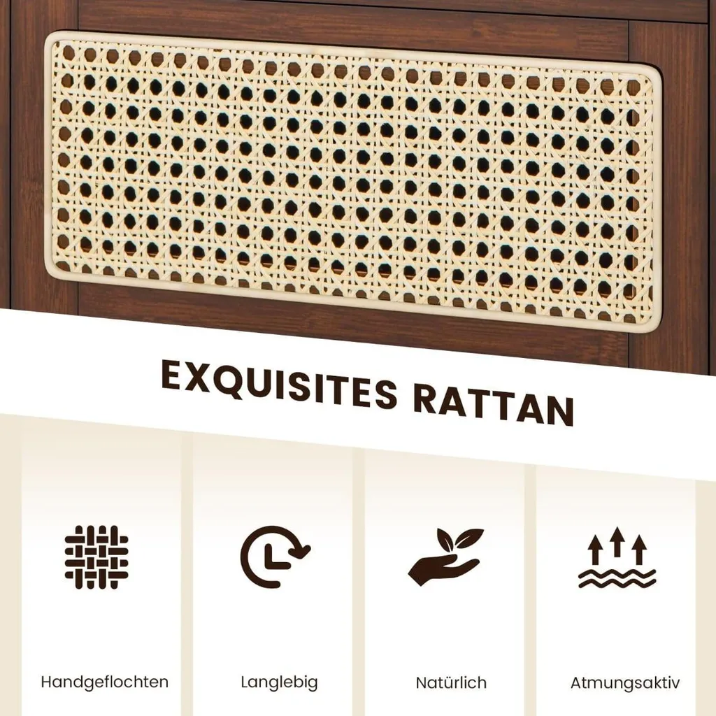 Table de chevet en bambou et rotin avec tiroir de rangement S01 - 4