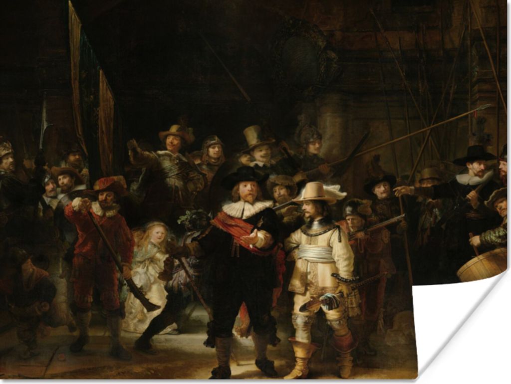 MuchoWow Poster Die Nachtwache - Kunst - Alte Meister - Rembrandt 40x30 cm - Plakate für die Wände - Poster Wohnzimmer