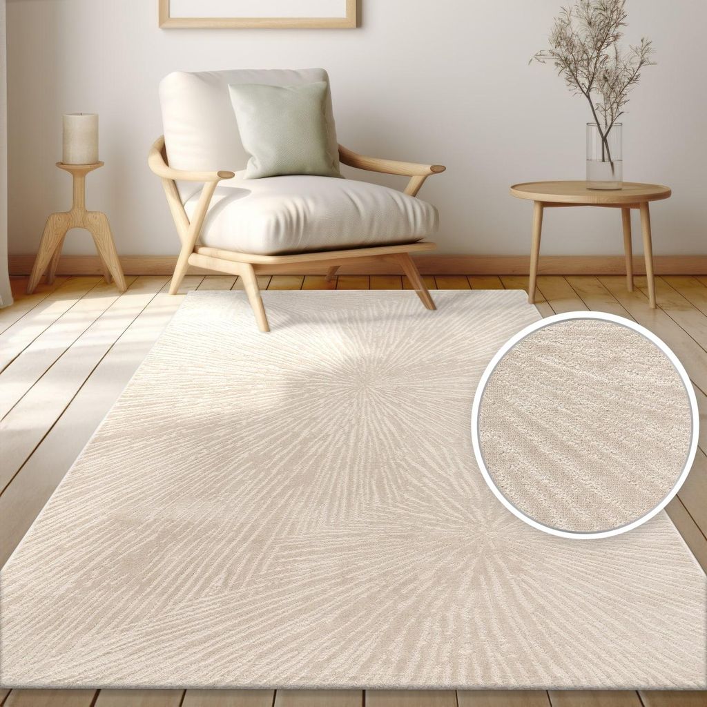 Teppich Kurzflor Unifarben Wohnzimmer schmutzabweisend Beige Läufer 80x250 | 65% Polypropylen, 35% Polyester | Florhöhe: 9 mm | pflegeleicht