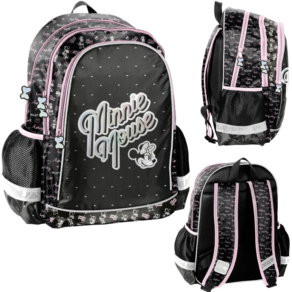 Sac à dos Paso Minnie pour activités scolaires et loisirs rose et noir