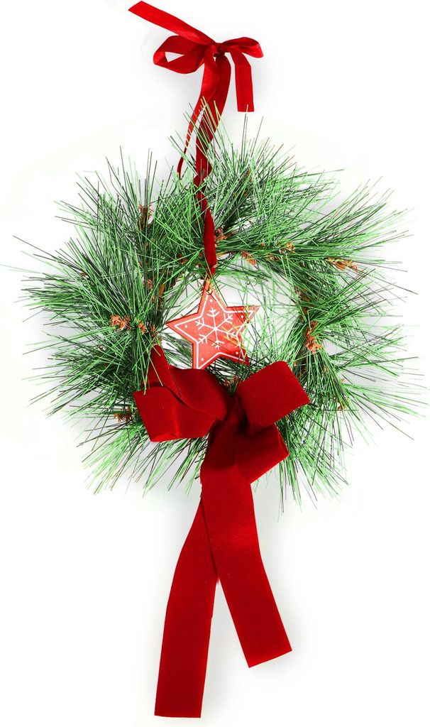 Advents-Türkranz 22 cm Weihnachtskranz Kiefer-Optik künstlich dekoriert