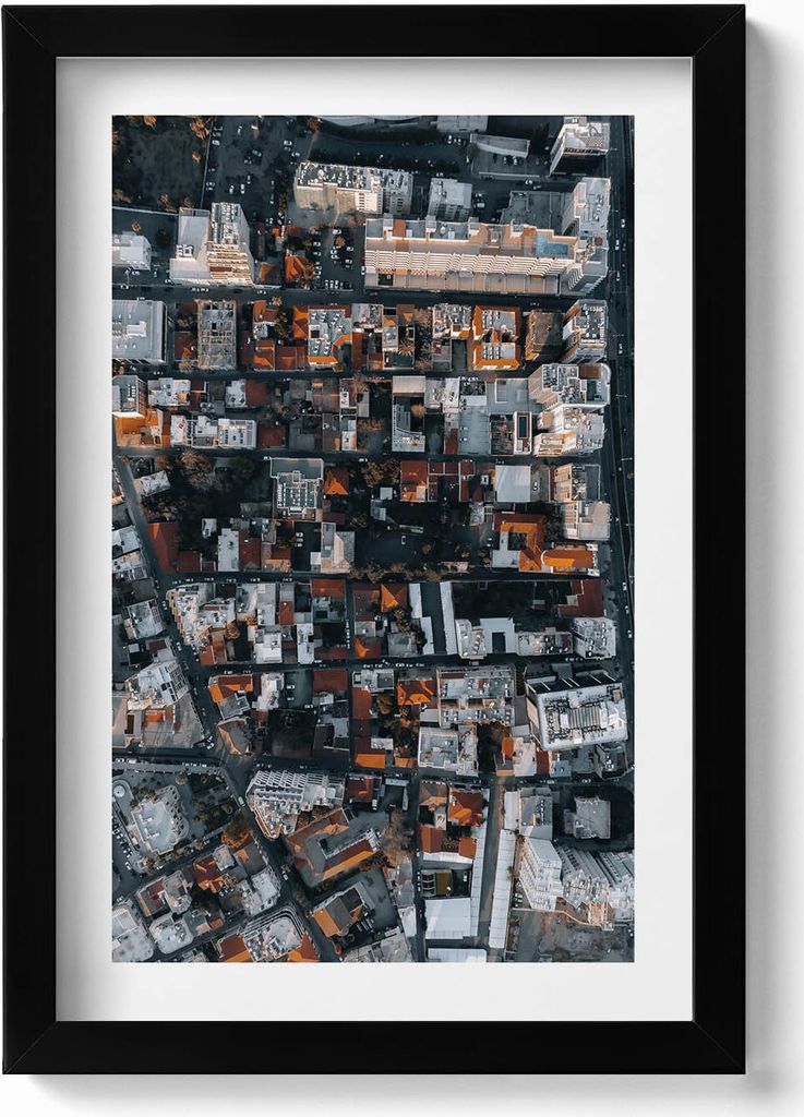 Blick vom Gipfel von Limassol auf Zypern– Wandbild mit Rahmen – Gerahmtes Bild – Wanddekoration – 20x30 cm – Schwarz