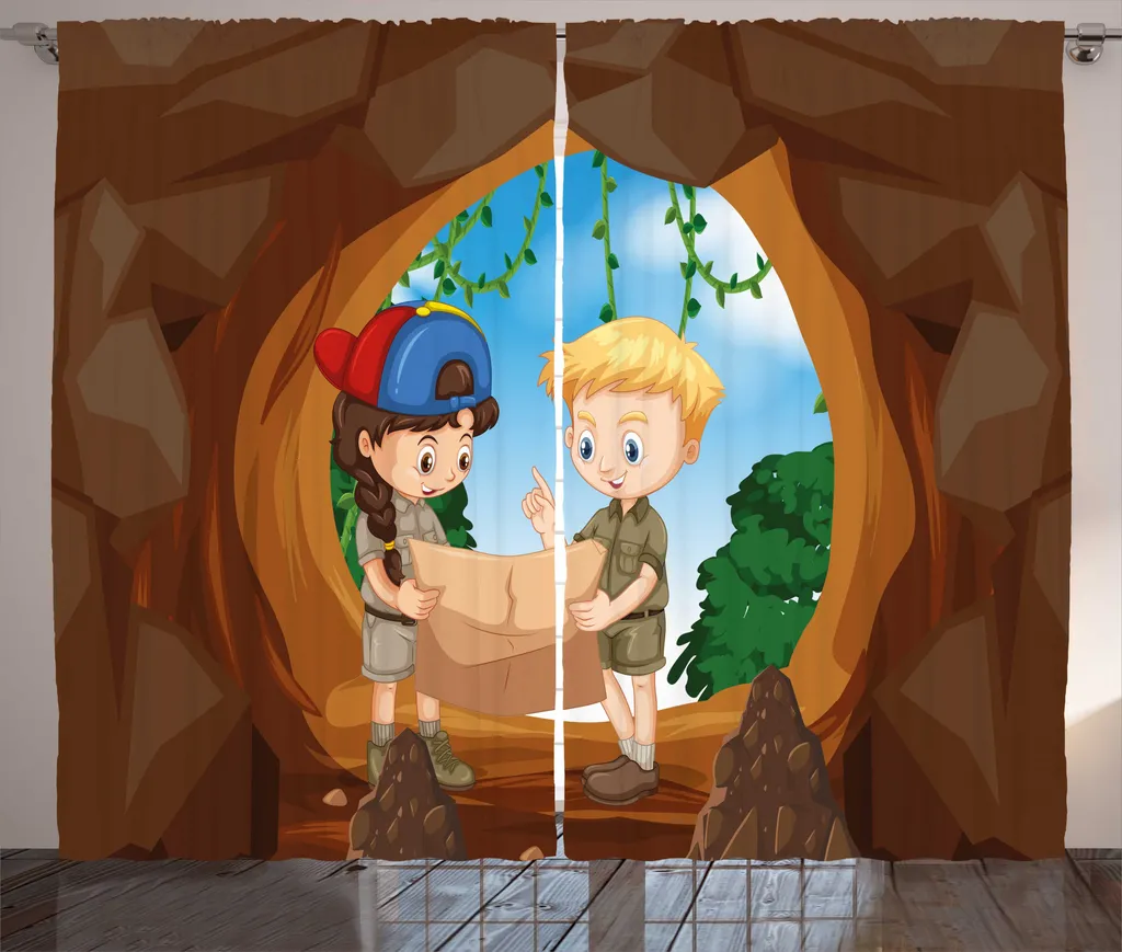 Rideau enfant carte du monde aventure multicolore avec crochets inclus