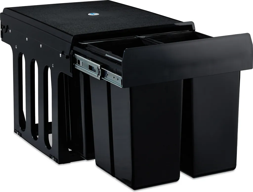 Poubelle encastrable compacte 4 bacs avec rails télescopiques robustes