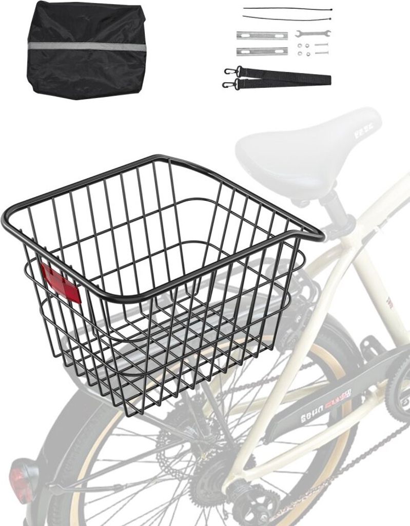 Hinten Fahrradkorb - Gepäckträgerkorb Hinterradkorb mit Abdeckung - 375x290x250mm Maßen