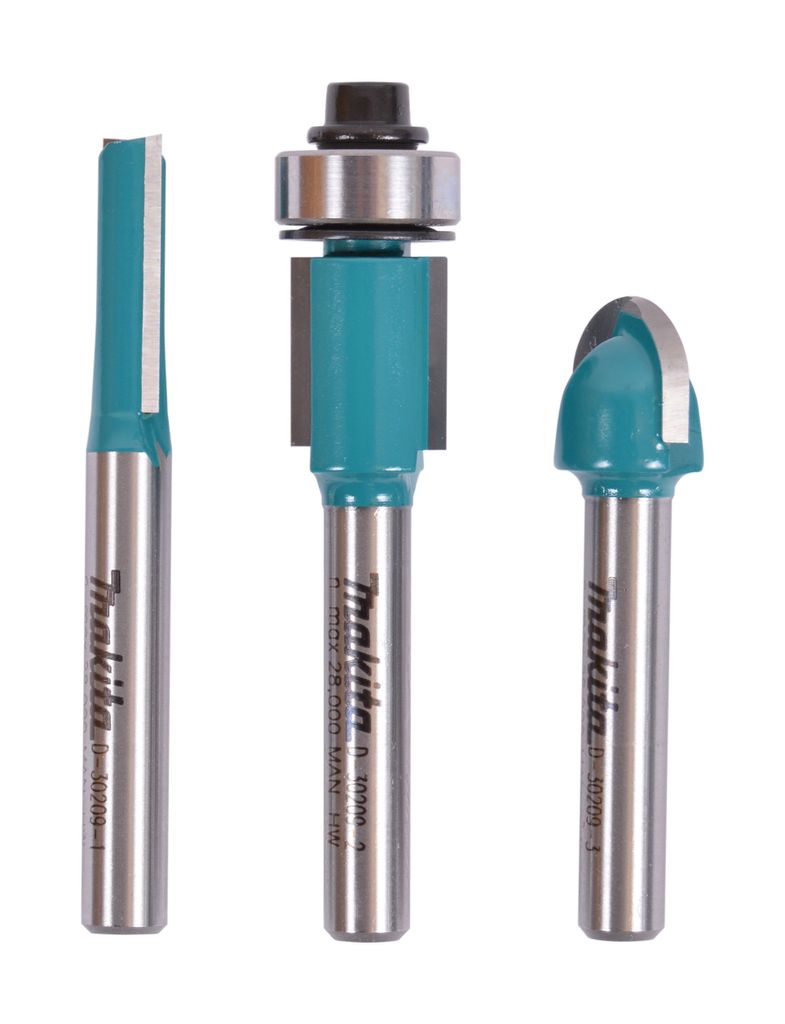 Lot de 3 fraises MAKITA D-30209 queue de 6 mm Image du produit 