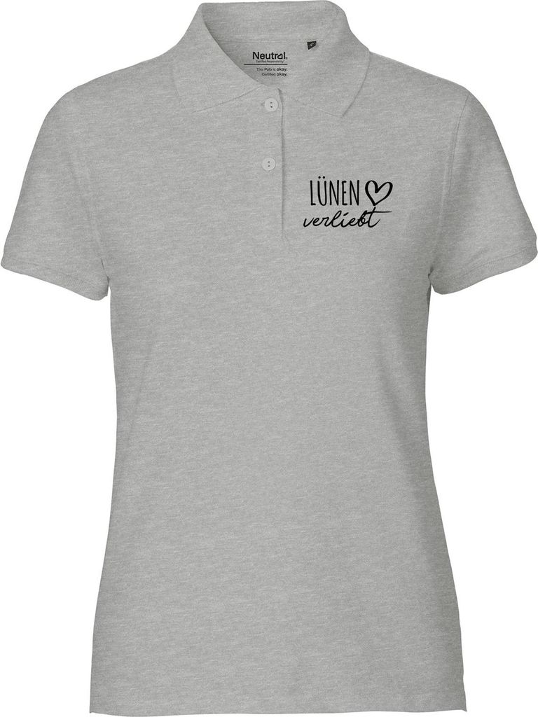 Huuraa Damen Polo Shirt Lünen verliebt L Sport Grey Bio Baumwolle Fairtrade Poloshirt Geschenkidee