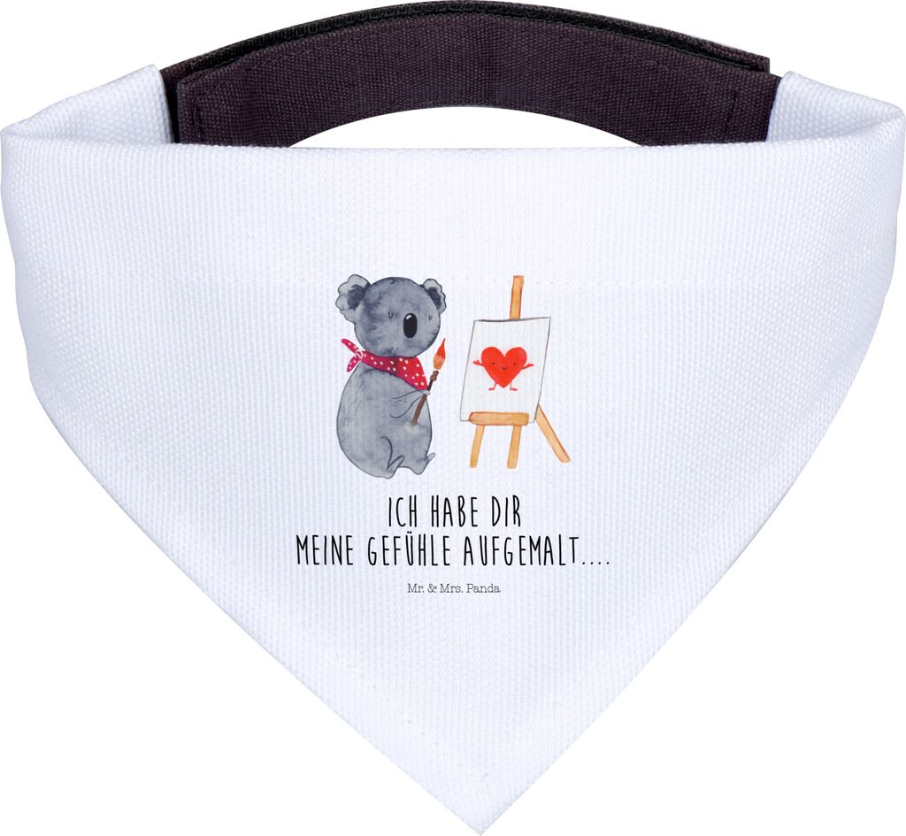 Mr. & Mrs. Panda Hundehalstuch S Koala Künstler - Weiß - Geschenk, Tuch, Hunde-Bandana, Gefühle, Liebesgeschenk, Zeichnen, Liebe, Hunde Halstuch...