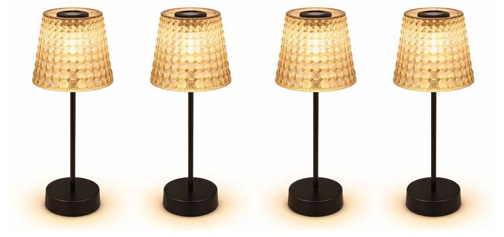 4er Set LED Solarleuchte, Tischlampe, rauchfarben, H 29 cm Produktbild 