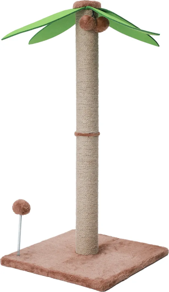 Arbre à chat design vertical avec griffoir sisal et jouets suspendus