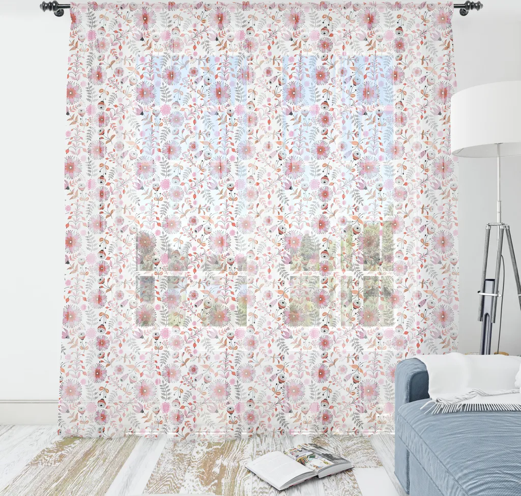 Tapisserie murale ABAKUHAUS motif printemps 220x274 cm en satin rose vif