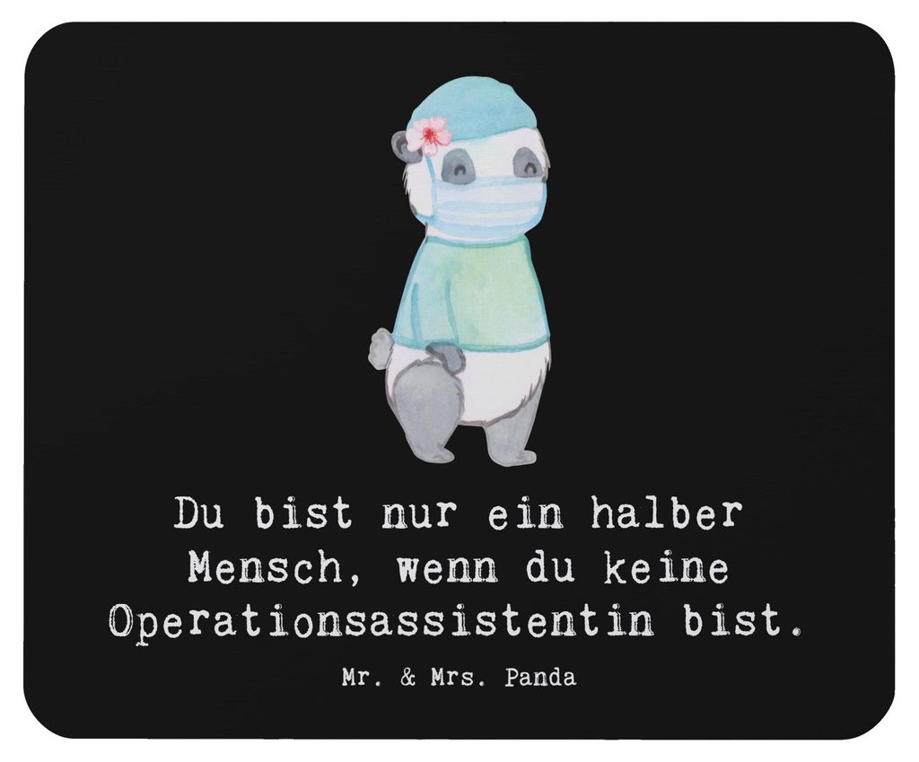 Mr. & Mrs. Panda Mousepad Operationsassistentin Herz - Schwarz - Geschenk, Ausbildung, pc mauspad, Witzig, laptop, Mouse Pad, OTA, Spruch, mousematte