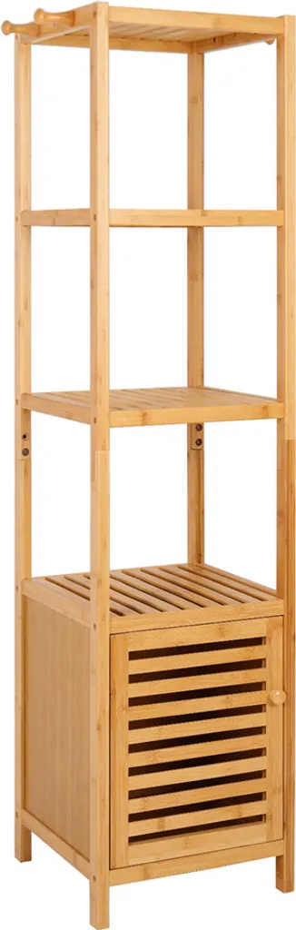 Meuble de Salle de Bain Colonne sur Pied en Bois de Bambou Naturel