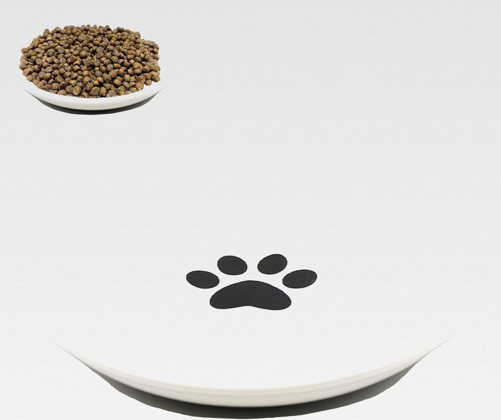 Katzennapf Flach Keramik, Futternapf Katze mit Rutschfestem Silikonboden, Katzenfutternapf ErhöHt, Katzen Napf Wassernapf für Kätzchen (Katzenpf...