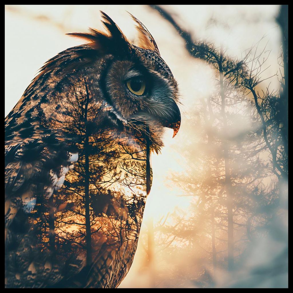 Plakat 90x90cm Eulen Geist