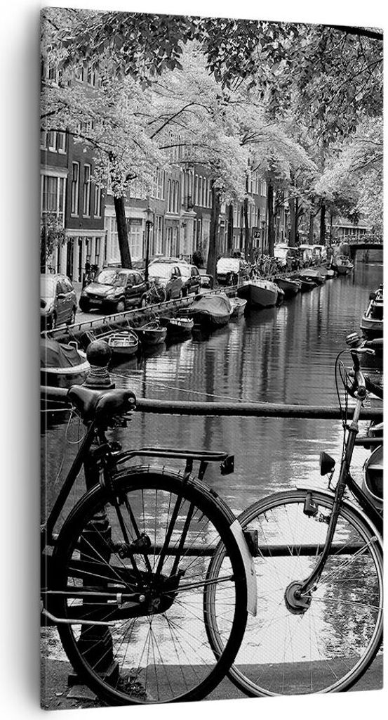 Bild auf Leinwand - Leinwandbild - Holland Kanal - 55x100cm - Wand Bild - Wanddeko - Wandbilder - Leinwanddruck - Bilder - Kunstdruck - Wanddekorat...